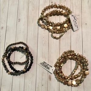 NWT Lot Of 3 Bracelets Gold, Black and Gray